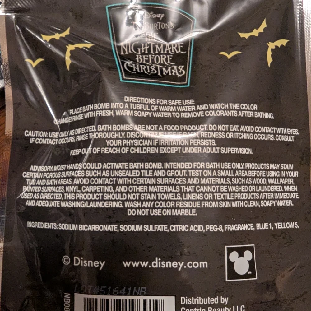 New! Disney's Nightmare Before Christmas Lavender Mint Bath Bomb - 3 Packs